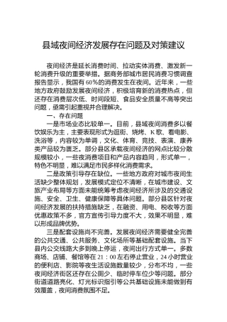 县域夜间经济发展存在问题及对策建议