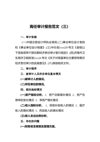 离任审计报告范文（三）