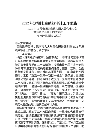2022年深圳市度绩效审计工作报告