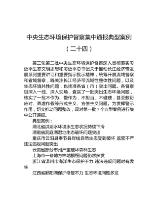 中央生态环境保护督察集中通报典型案例（二十四）