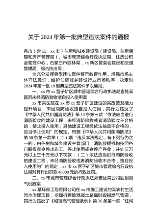 关于2024年第一批典型违法案件的通报