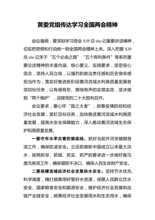 黄委党组传达学习全国两会精神（20220316）