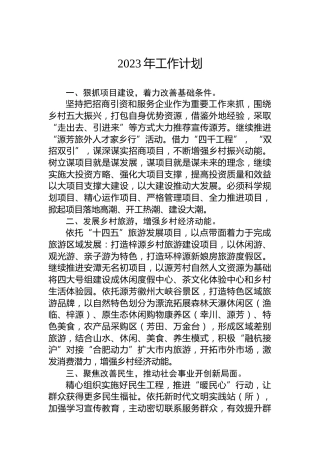 乡2023年工作计划