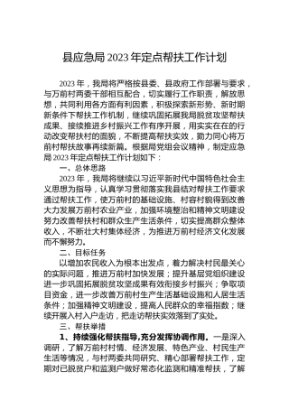县应急局2023年定点帮扶工作计划