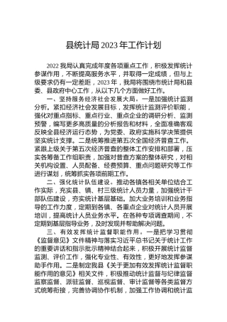 县统计局2023年工作计划