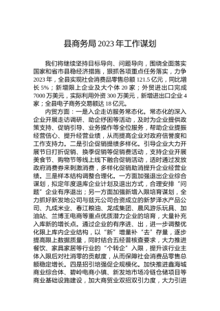 县商务局2023年工作谋划