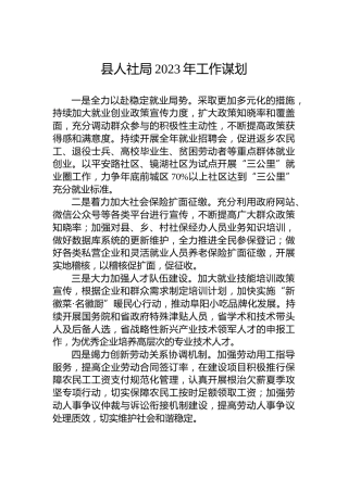 县人社局2023年工作谋划