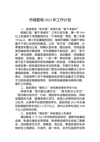 市城管局2023年工作计划