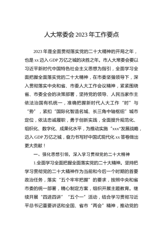 人大常委会2023年工作要点