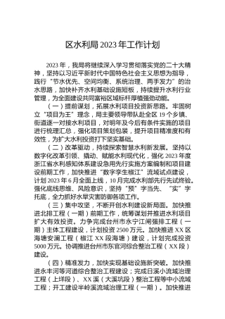 区水利局2023年工作计划