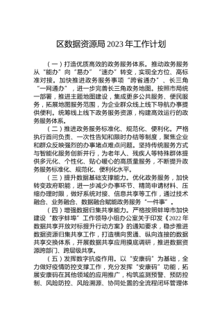 区数据资源局2023年工作计划