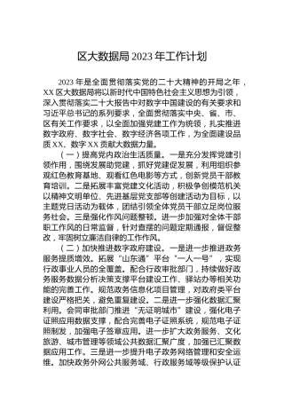 区大数据局2023年工作计划