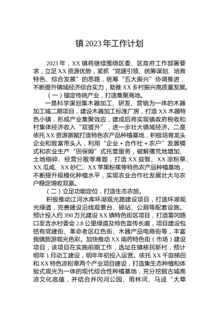 某镇2023年工作计划