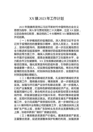 某某镇2023年工作计划