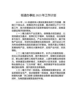 街道办事处2023年工作计划 (2)