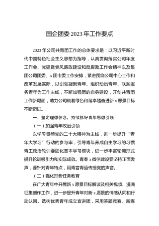 国企团委2023年工作要点