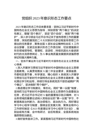 党组织2023年意识形态工作要点