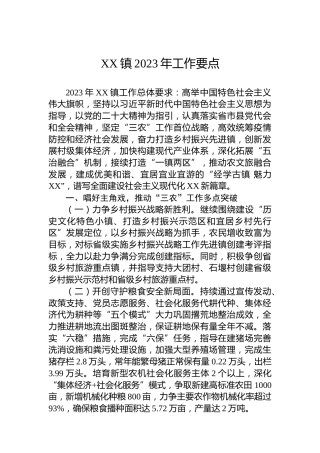 XX镇2023年工作要点