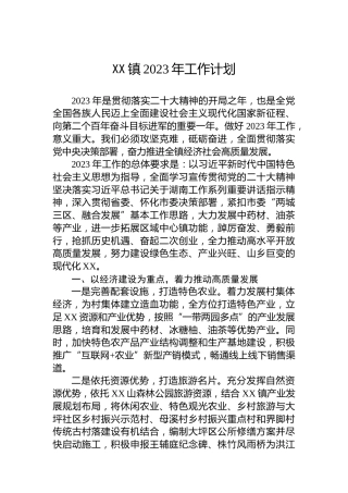 XX镇2023年工作计划 (2)
