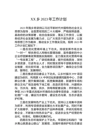 XX乡2023年工作计划 (3)