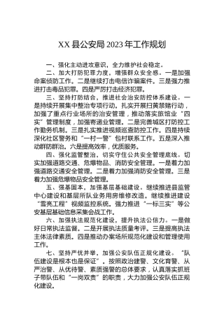 XX县公安局2023年工作规划