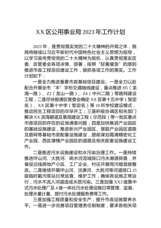 XX区公用事业局2023年工作计划