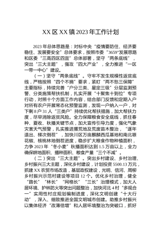 XX区XX镇2023年工作计划