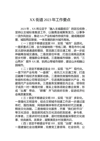 XX街道2023年工作要点