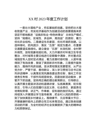 XX村2023年度工作计划