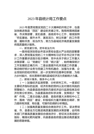 2023年县统计局工作要点