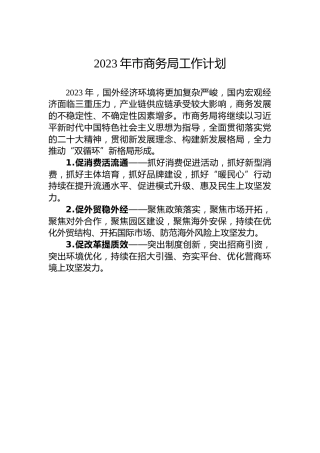 2023年市商务局工作计划