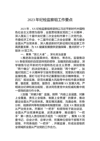 2023年纪检监察组工作要点