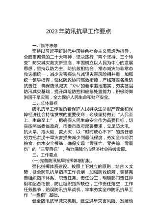 2023年防汛抗旱工作要点