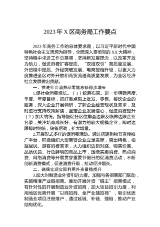 2023年X区商务局工作要点