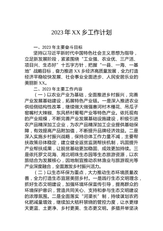 2023年XX乡工作计划