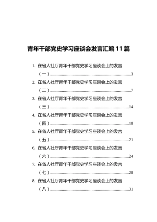 青年干部党史学习座谈会发言汇编（11篇）