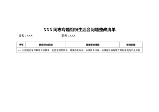 党史学习教育专题组织生活会机关党支部班子问题整改清单