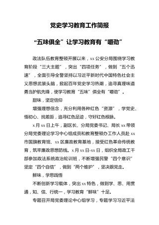 党史学习教育工作简报