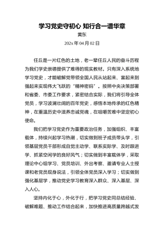 学习党史守初心知行合一谱华章