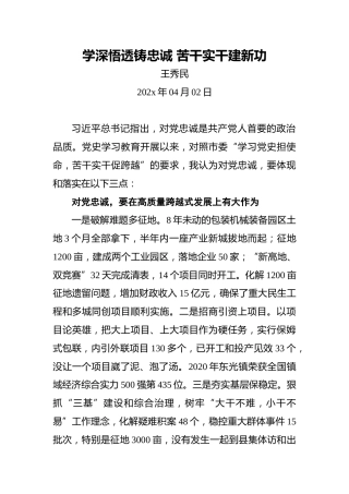 学深悟透铸忠诚苦干实干建新功