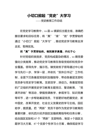 小切口掀起“党史”大学习——党史教育工作总结