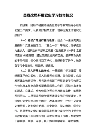 县发改局开展党史学习教育情况