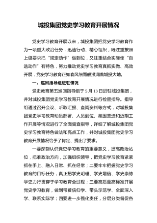 城投集团党史学习教育开展情况