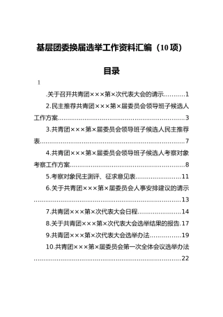 基层团委换届选举工作资料汇编（10项）