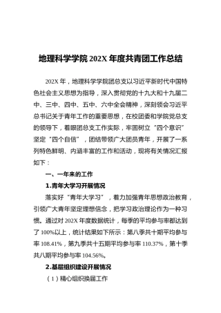 地理科学学院202X年度共青团工作总结