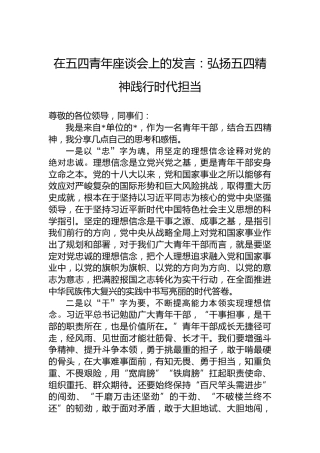 在五四青年座谈会上的发言：弘扬五四精神践行时代担当