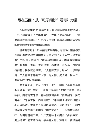 写在五四：从“稚子问核”看青年力量