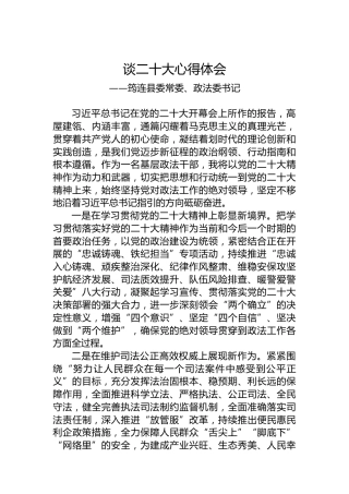 筠连县委常委、政法委书记谈二十大心得体会（20221021）