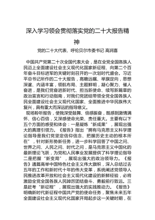 深入学习领会贯彻落实党的二十大报告精神 