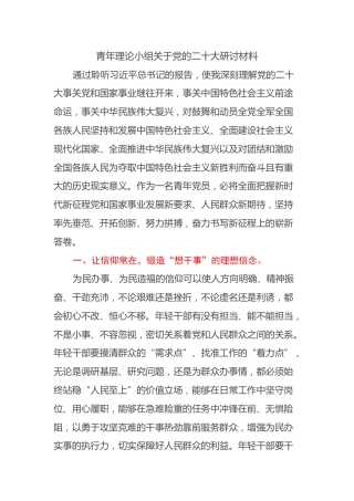 青年理论小组关于党的二十大研讨材料